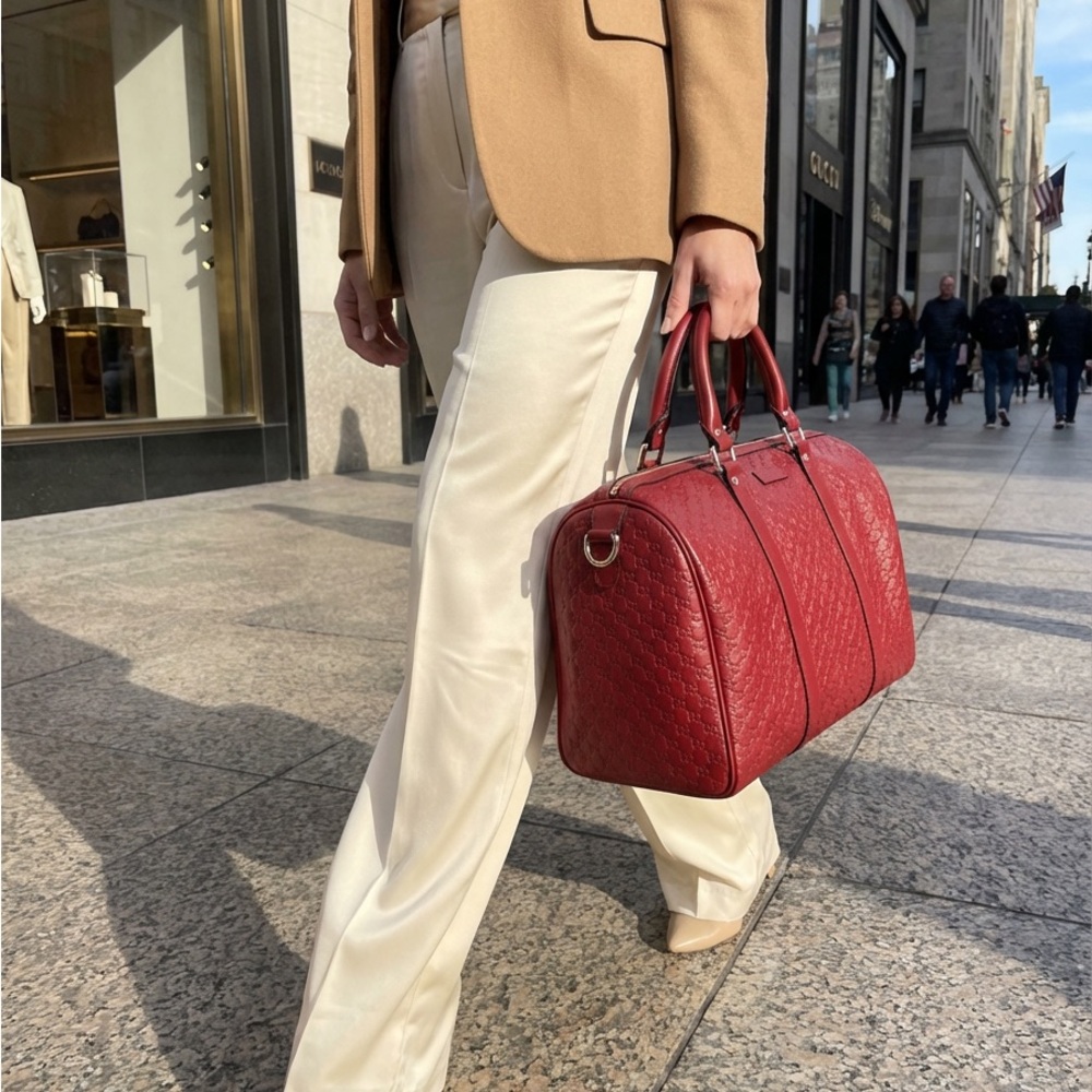 Gucci Micro Guccissima Boston Bag Red Style 449646 - Picture 10 of 10